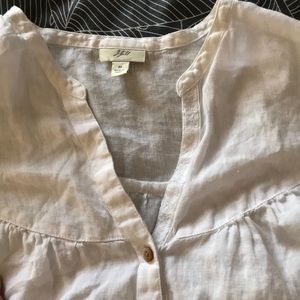 J Jill white linen short sleeve blouse size M